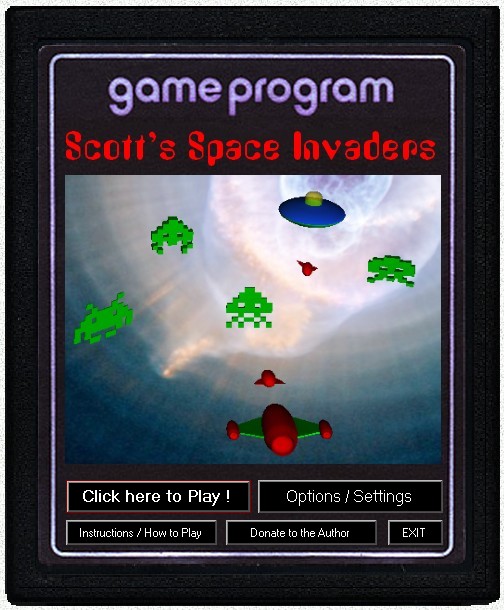 main menu of Scott's Space Invaders