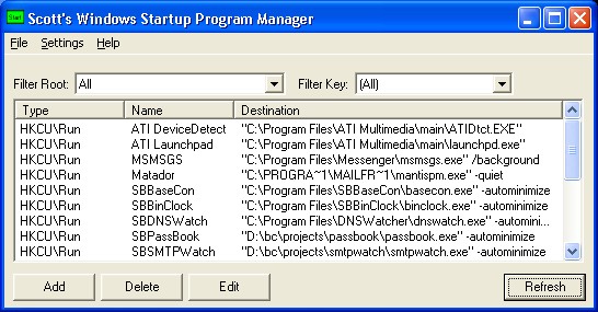 Program Startup Window